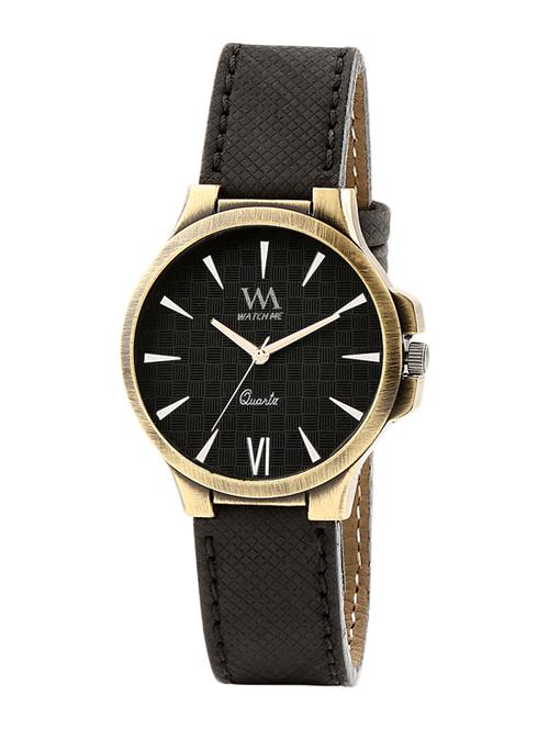 black leather analogue watch - 11960524 - Very Small Image - 1