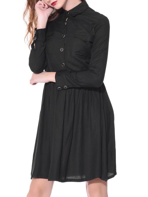 button up detail dress - 11960583 - Very Small Image - 1