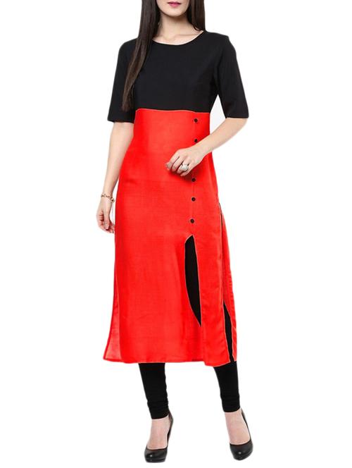 red cotton aline kurti - 11961429 - Very Small Image - 1