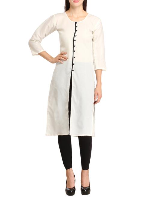 white cotton aline kurti - 11961433 - Very Small Image - 1