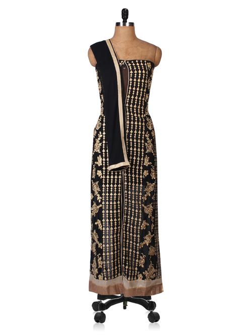 embroidered black unstitched suit set - 1199671 - Very Small Image - 1