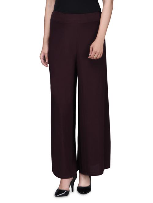 solid brown polyspandex palazzo - 1201780 - Very Small Image - 1