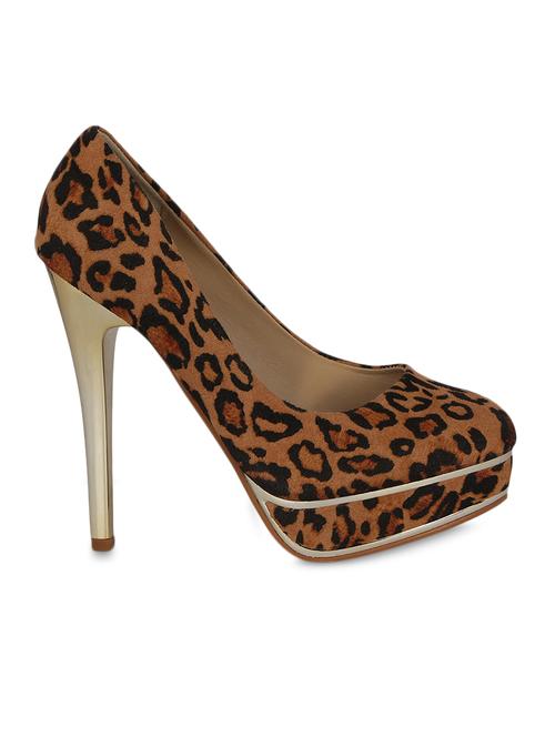 brown printed leatherette suede sandals - 1202488 - Very Small Image - 1