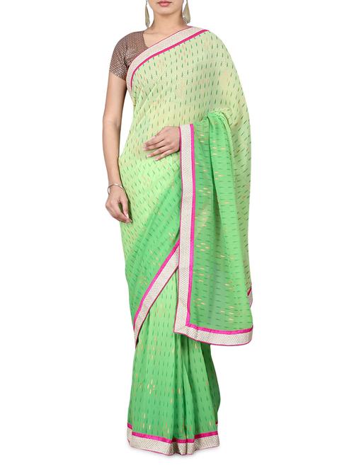 shaded green printed chiffon saree - 1202984 - Very Small Image - 1