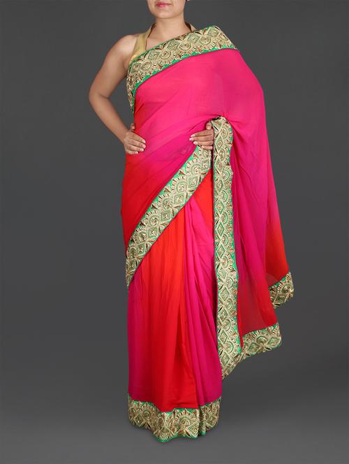 Ombre embroidered georgette saree - 1203657 - Very Small Image - 1