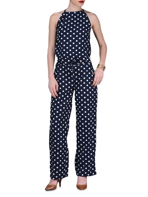 blue printed poly crepe jumpsuit - 1204147 - Very Small Image - 1
