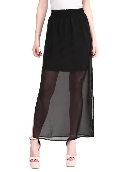 black plain georgette skirt - 1204152 - Very Small Image - 1