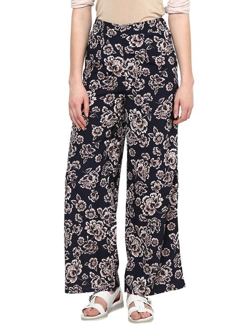 black printed poly crepe palazzo - 1204170 - Very Small Image - 1