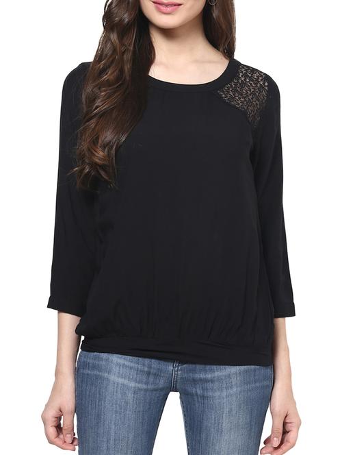 black plain rayon net top - 1204178 - Very Small Image - 1