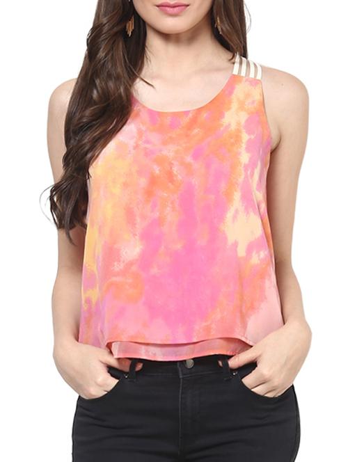 pink printed sleeveless georgette top - 1204206 - Very Small Image - 1