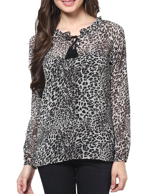 black printed georgette top - 1204212 - Very Small Image - 1