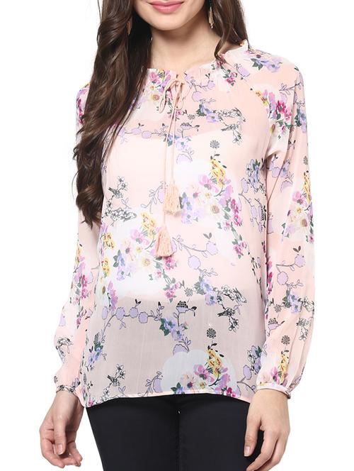 pink printed georgette top - 1204213 - Very Small Image - 1
