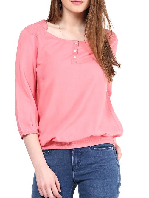 pink plain rayon top - 1204235 - Very Small Image - 1