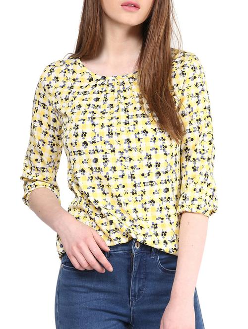 yellow printed poly crepe top - 1204252 - Very Small Image - 1
