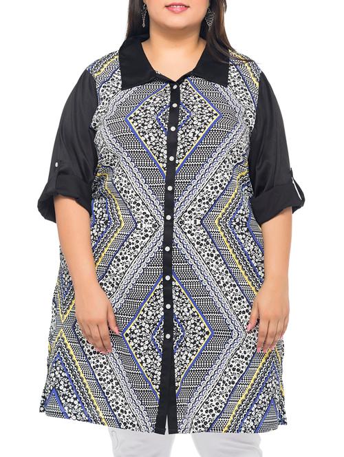 black printed viscose tunic - 12059183 - Very Small Image - 1