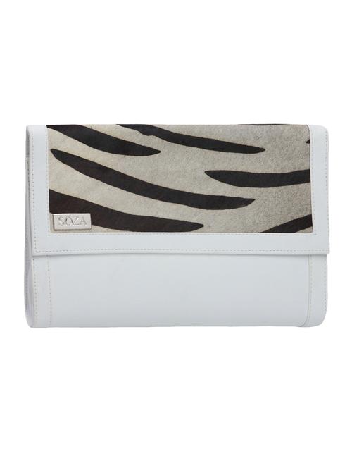 zebra print textured leather clutch - 1205983 - Very Small Image - 1