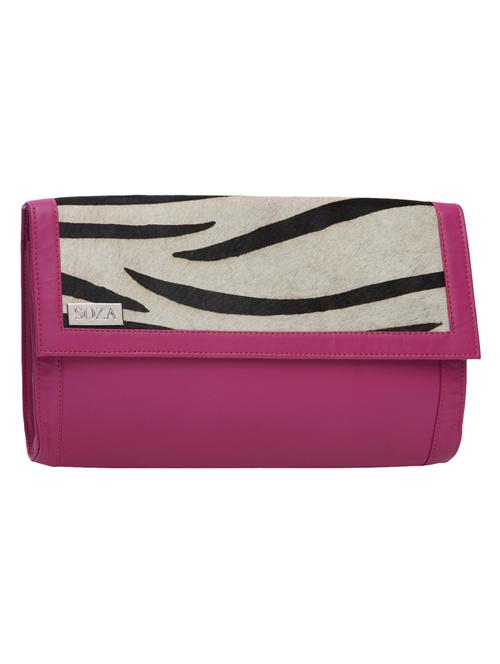 zebra print textured leather clutch - 1205996 - Very Small Image - 1