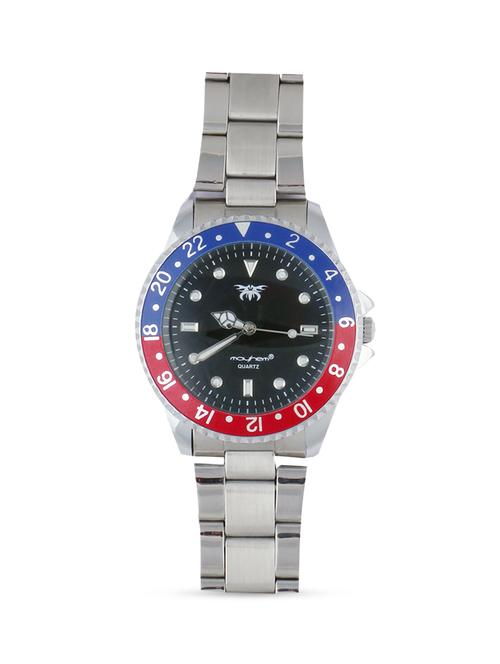 color block round frame black base silver strap watch - 1206072 - Very Small Image - 1