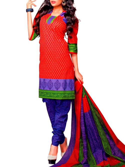 multi colored cotton unstitched suit - 12062807 - Very Small Image - 1