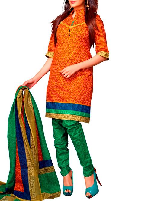 multi colored cotton unstitched suit - 12062829 - Very Small Image - 1