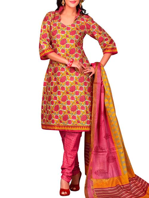 multi colored cotton unstitched suit - 12062853 - Very Small Image - 1