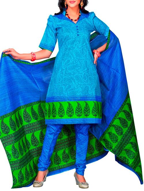 multi colored cotton unstitched suit - 12062858 - Very Small Image - 1