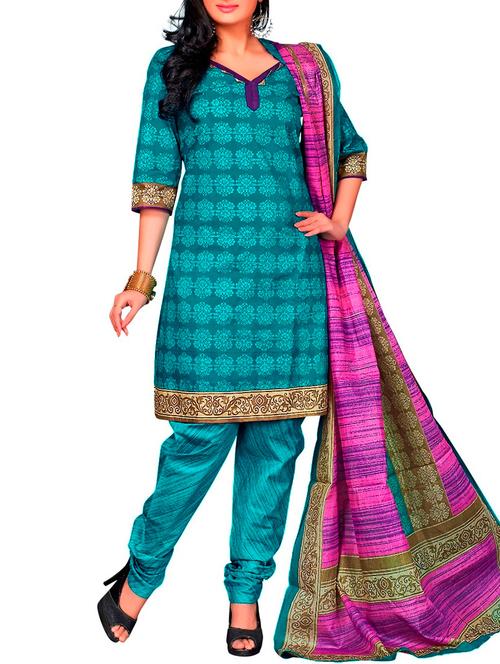multi colored cotton unstitched suit - 12062869 - Very Small Image - 1