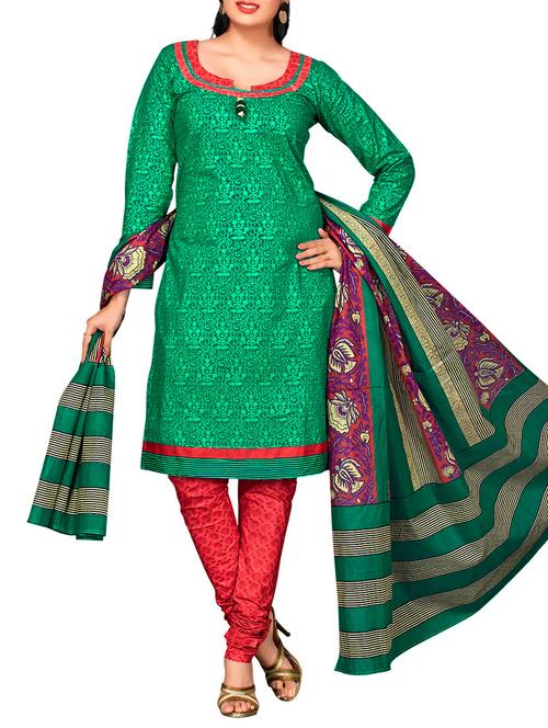 multi colored cotton unstitched suit - 12062904 - Very Small Image - 1