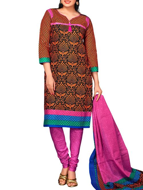 multi colored cotton unstitched suit - 12062924 - Very Small Image - 1