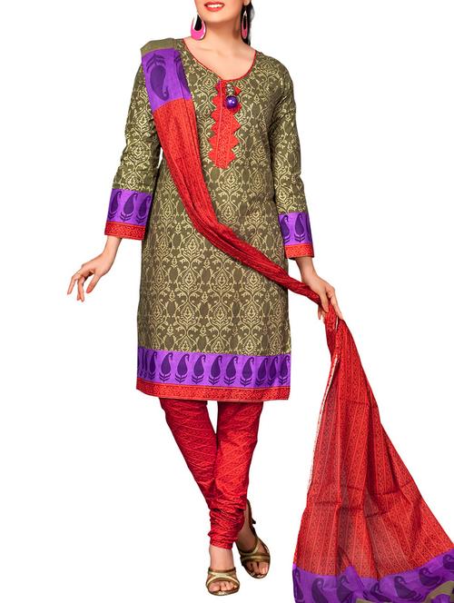 multi colored cotton unstitched suit - 12062928 - Very Small Image - 1