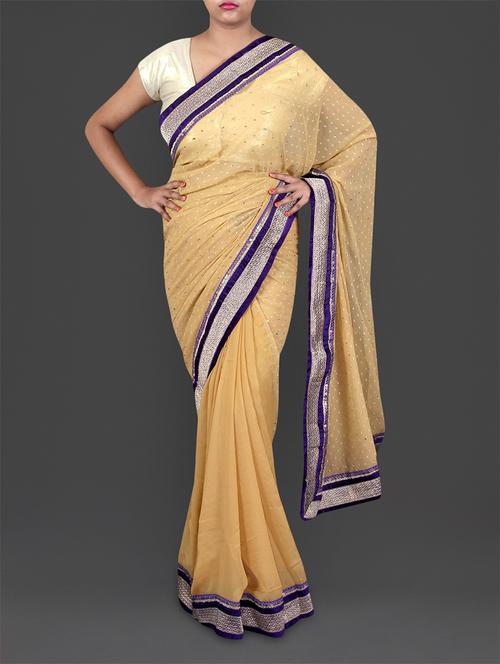 yellow georgette embroidered saree - 1206340 - Very Small Image - 1