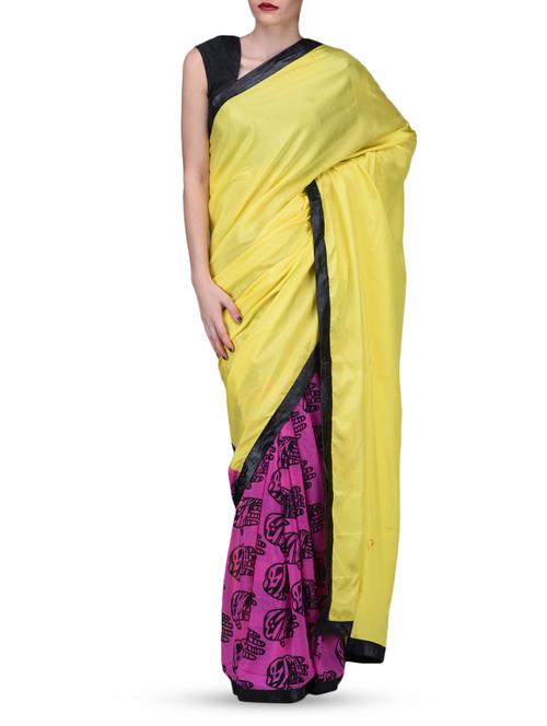 yellow printed georgette saree - 1207340 - Very Small Image - 1
