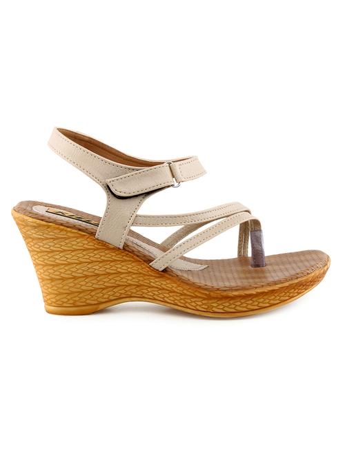 cream leatherette sandals - 1207710 - Very Small Image - 1