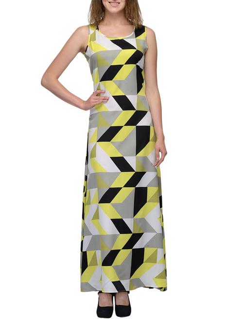 multicoloured printed crepe maxi dress - 12079179 - Very Small Image - 1