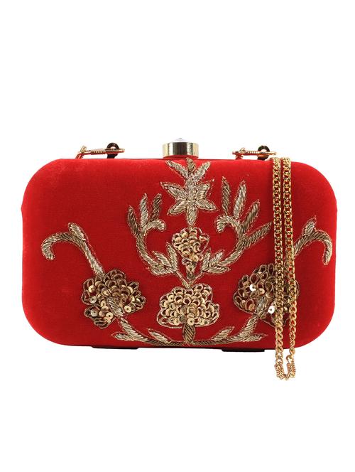 red jute embellished box clutch - 12079281 - Very Small Image - 1