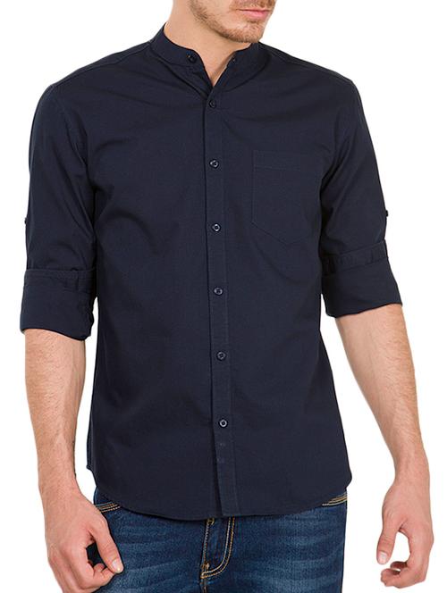 navy blue cotton casual shirt - 12080780 - Very Small Image - 1