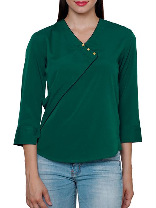 dark green crepe regular top - 12082352 - Very Small Image - 1