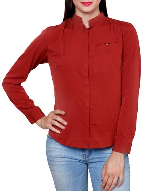 red crepe regular shirt - 12082355 - Very Small Image - 1