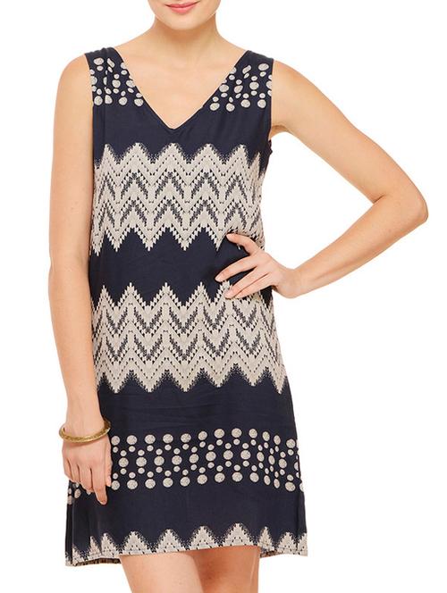 navy blue rayon dress - 12084423 - Very Small Image - 1