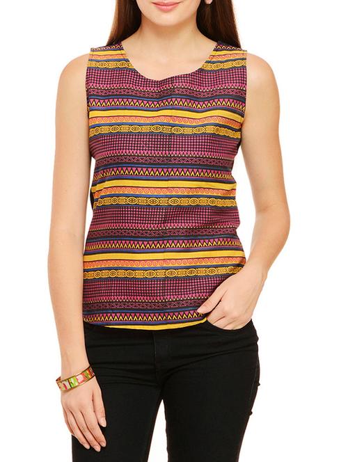 curved hem aztec top - 12084435 - Very Small Image - 1