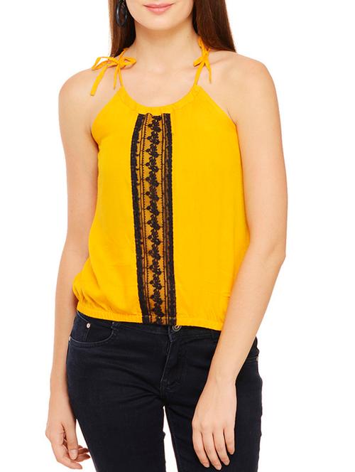 yellow rayon blouson top - 12084436 - Very Small Image - 1