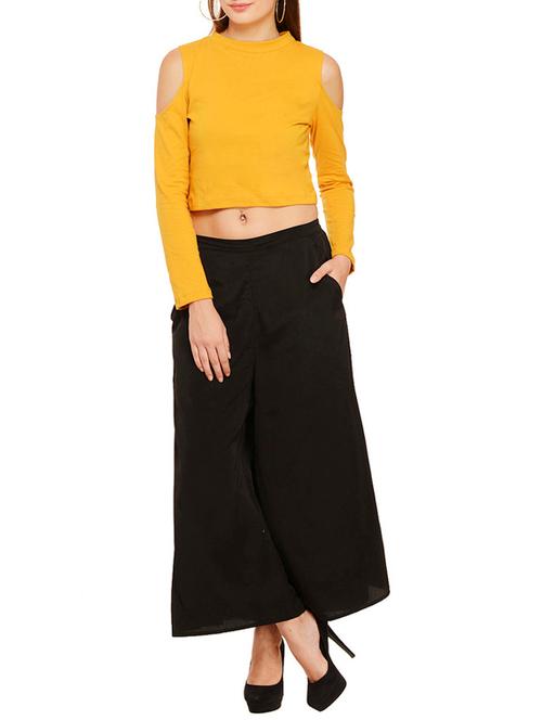 yellow none crop top - 12084441 - Very Small Image - 1