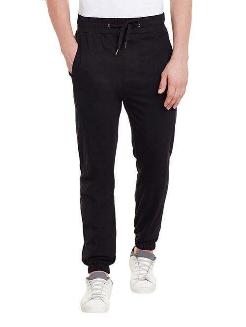 black cotton ankle length track pant - 12084743 - Very Small Image - 1