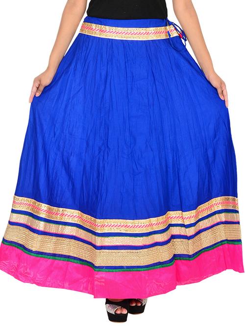 blue cotton a-line skirt - 12086555 - Very Small Image - 1