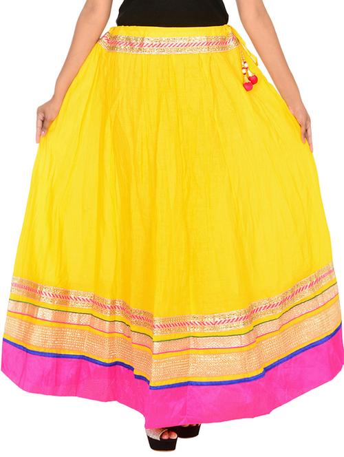 yellow cotton flared skirt - 12086556 - Very Small Image - 1