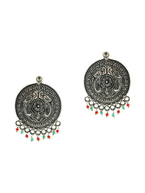 antique silver beads embellished metal earrings - 12087608 - Very Small Image - 1