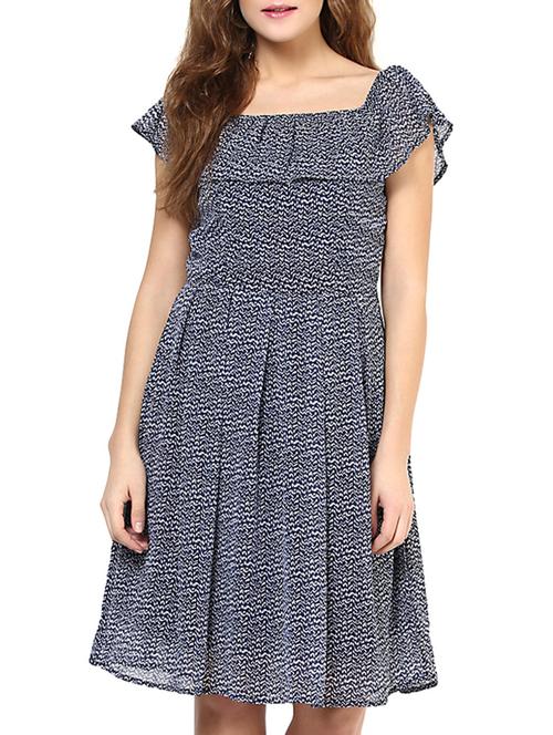 off shoulder ruffle detail a-line dress - 12087645 - Very Small Image - 1