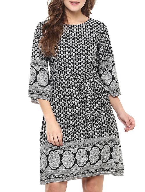 tie front printed a-line dress - 12087646 - Very Small Image - 1