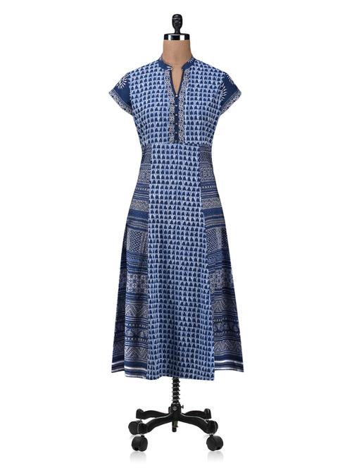 blue printed cotton kurta - 1208836 - Very Small Image - 1