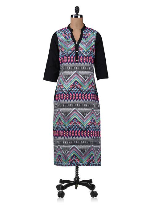 multicolour printed cotton kurta - 1208851 - Very Small Image - 1